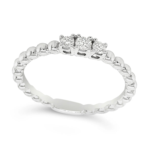 Three Diamond Beaded Design Ring