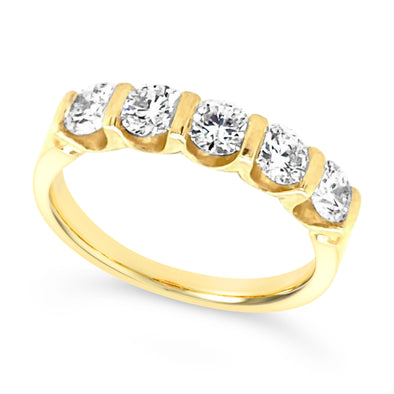 Five Round Diamond Wedding Band - 1.00 carat t.w.