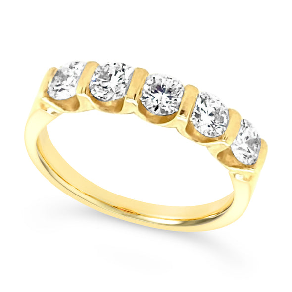 Five Round Diamond Wedding Band - 1.00 carat t.w.