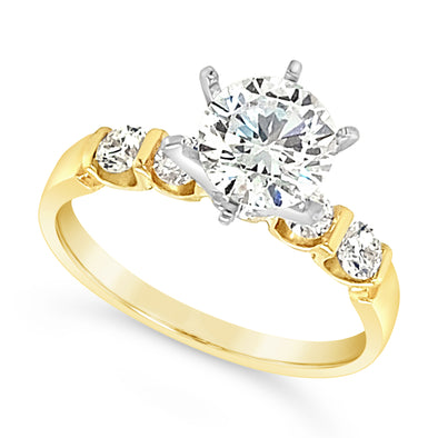 Four Round Shared Prong Engagement Mounting