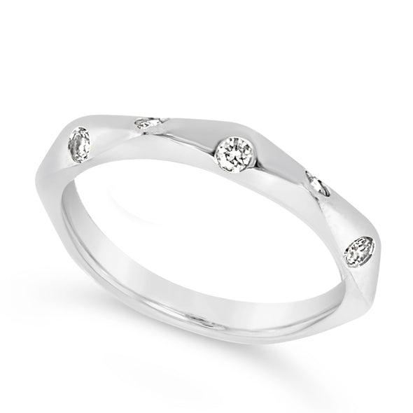 Contemporary Design Bezel Set Diamond Ring