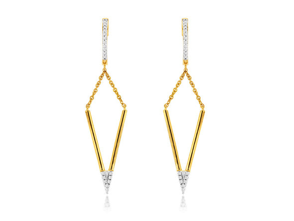 Open Geometric Design Diamond Dangle Earrings