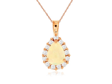 Pear Shaped Opal and Diamond Pendant