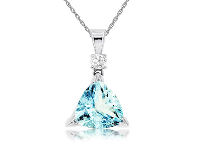 Trillion Aquamarine and Diamond Pendant