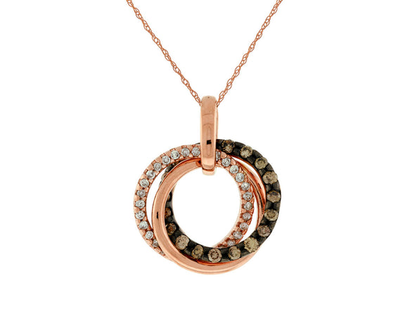 Mocha and White Diamond Circle Design Pendant