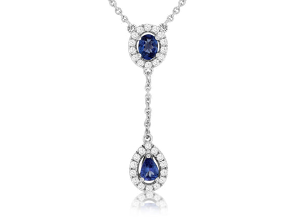 Tanzanite and Diamond Lariat Style Necklace