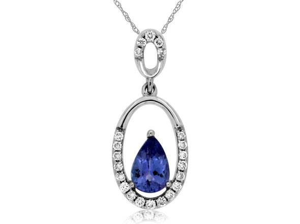 Pear Shaped Tanzanite and Diamond Pendant