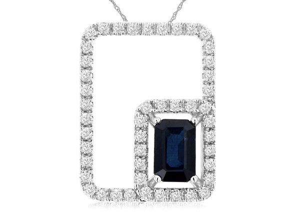Contemporary Geometric Sapphire and Diamond Pendant