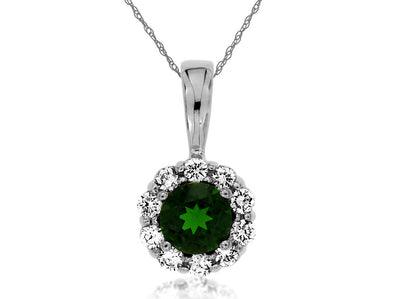 Round Russelite and Diamond Halo Pendant