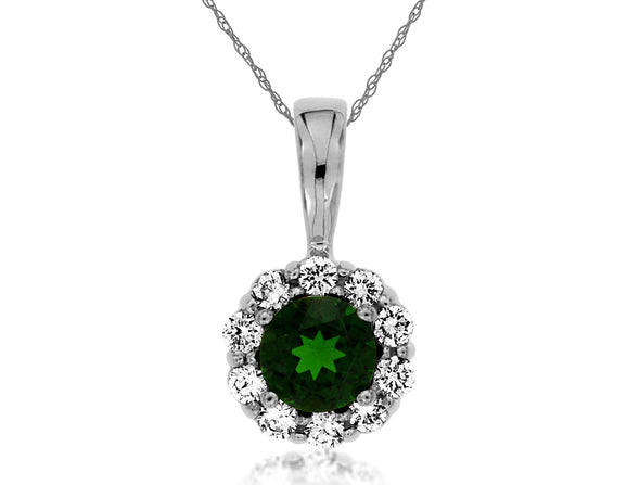 Round Russelite and Diamond Halo Pendant