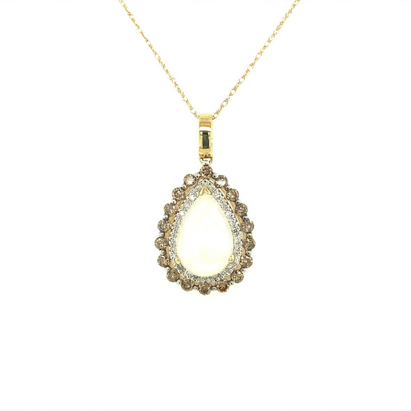 Pear Shaped Opal and Diamond Pendant