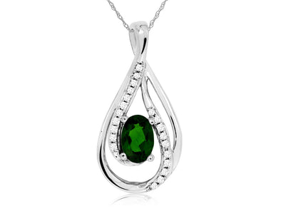 Oval Russalite and Diamond Open Halo Pendant