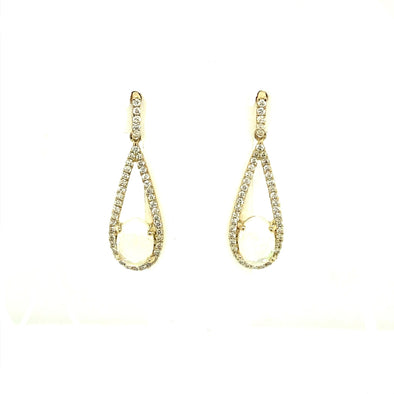 Oval Opal and Open Diamond Halo Earrings