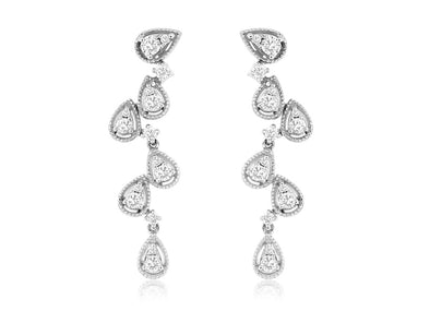Bezel Set Pear Shaped Diamond Dangle Earrings