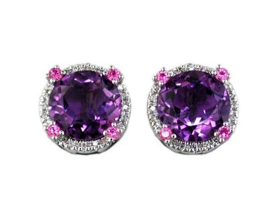 Amethyst and Pink Sapphire Earrings