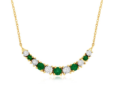 Alternating Emerald and Diamond Design Necklace