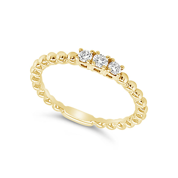 Diamond and Beaded Design Stackable Ring