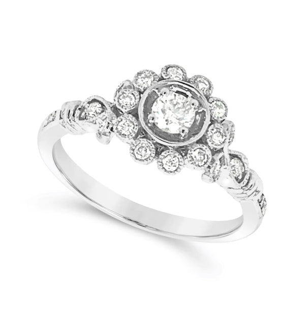 Flower Halo Design Diamond Ring