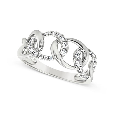 Alternating Diamond and Polished Link Design Ring