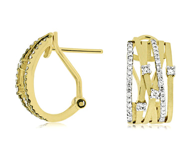 Six Row Diamond Accented Crossover Design Earrings