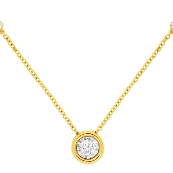 Bezel Set Diamond Cluster Solitaire Pendant