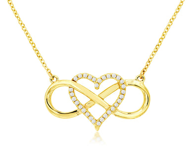 Infinity and Diamond Accented Heart Necklace