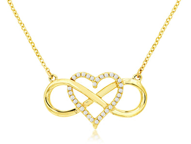 Infinity and Diamond Accented Heart Necklace