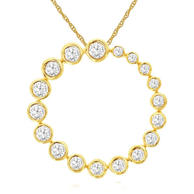 Bezel Set Diamond Circle of Life Pendant