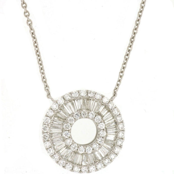 Baguette and Round Diamond Open Circle Pendant