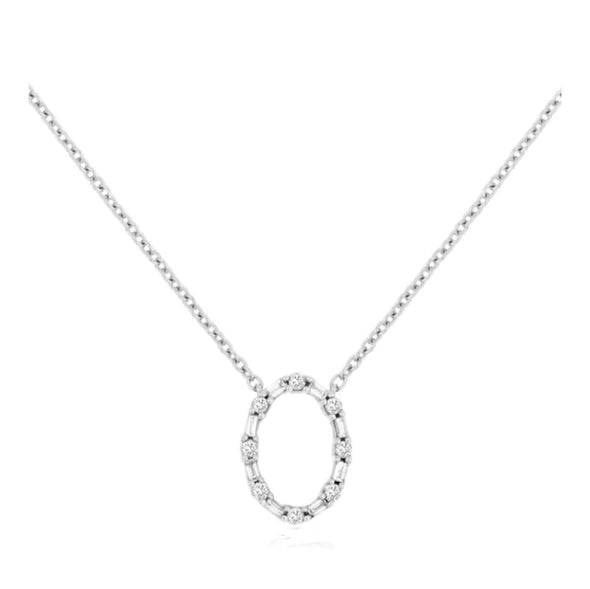 Baguette and Round Diamond Oval Circle of Life Necklace