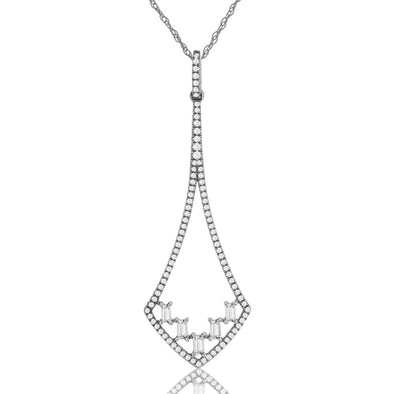 Baguette and Round Diamond Open Pendant