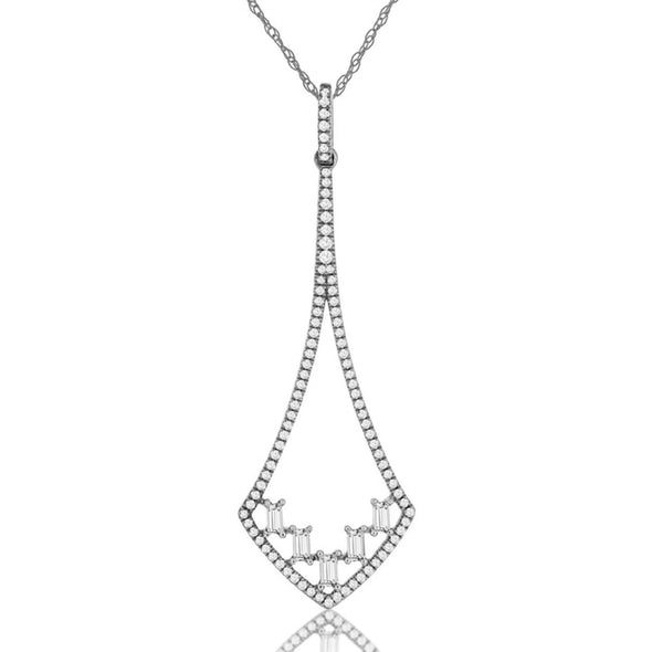 Baguette and Round Diamond Open Pendant