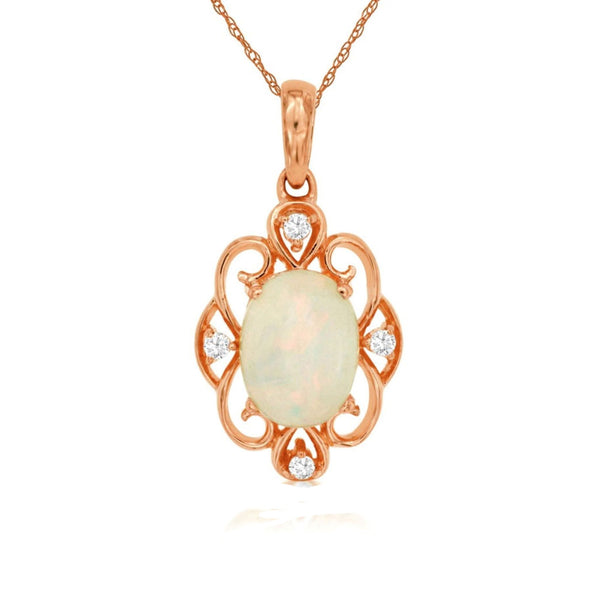 Vintage Style Oval Opal Pendant