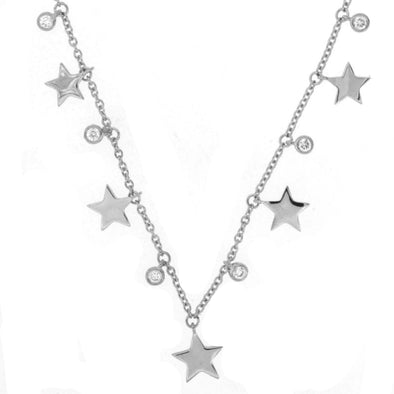 Star and Diamond Circle Dangle Necklace