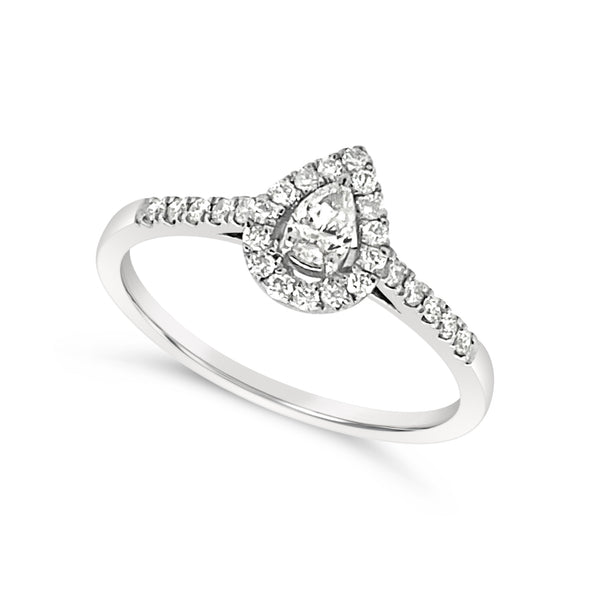 Pear Diamond and Halo Design Engagement Ring
