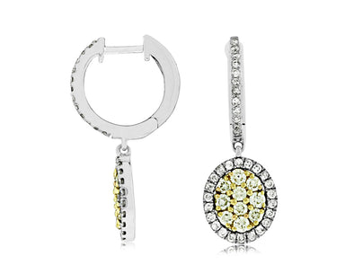 Yellow and White Diamond Drop Earrings