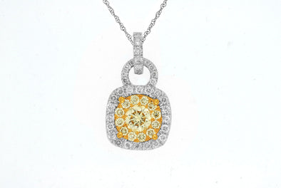 Yellow and White Diamond Cluster Pendant