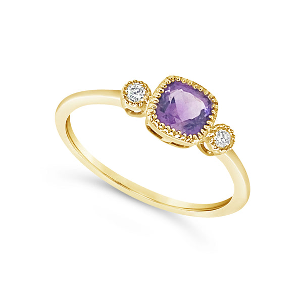 Amethyst and Diamond Detail Ring