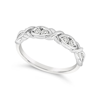Diamond Accented and X Design Wedding Band - .25 carat t.w.