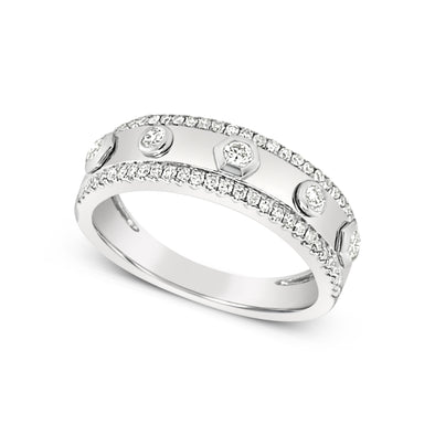 Single Diamond Accented and Round Diamond Row Band