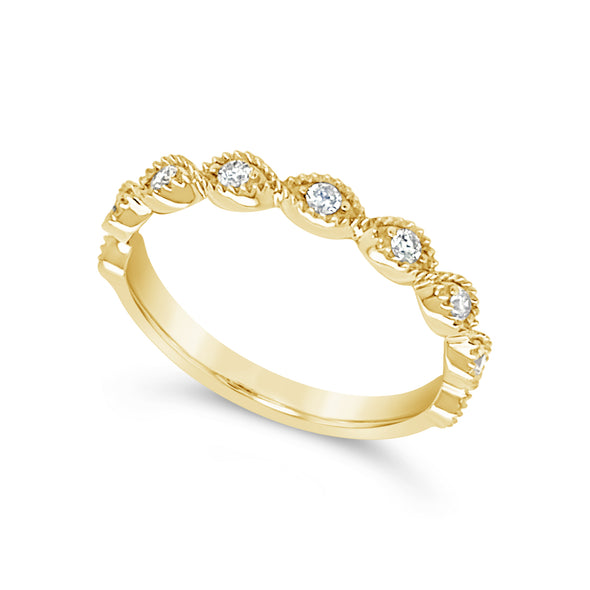 Tapered Milgrain Edge Diamond Wedding Band - .20 carat t,w,
