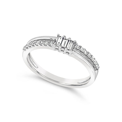 Baguette and Round Diamond Wedding Band - .20 carat t.w.