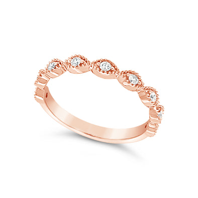 Milgrain Edge Tapered Design Diamond Wedding Band - .20 carat t.w.
