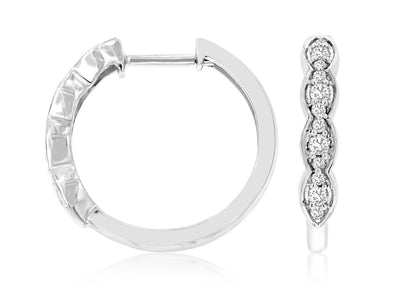 Tapered Design Diamond Hoop Earrings