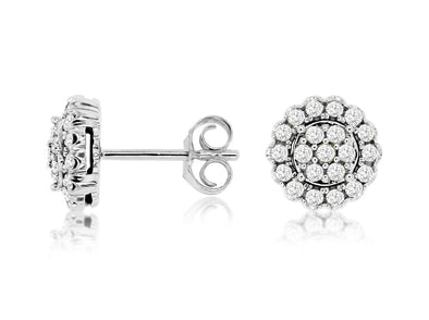 Diamond Cluster Design Stud Earrings