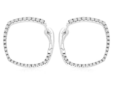 Square Shaped Diamond Hoop Earrings