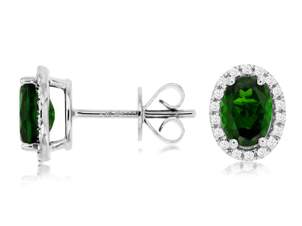 Oval Russalite and Diamond Halo Earrings