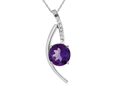 Contemporary Design Amethyst and Diamond Accented Pendant