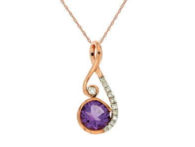 Amethyst and Diamond Accented Free Form Design Pendant