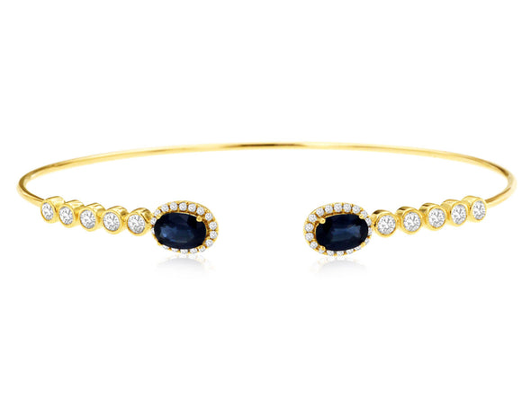 Sapphire and Diamond Accented Cuff Bracelet